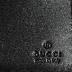 Pre Owned Gucci Black Guccissima Leather Bifold Card Holder