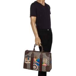 Pre Owned حقيبة غوتشي كورير سوفت دوفيل كانفاس سوبريم جي جي وجلد بيج/بنية