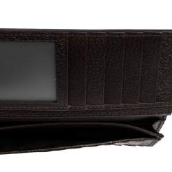 Gucci Brown Leather GG Marmont Long Bifold Wallet