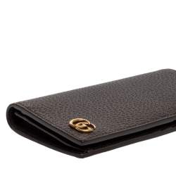 Gucci Brown Leather GG Marmont Long Bifold Wallet