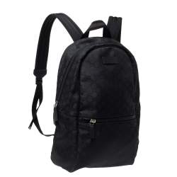 Gucci Black GG Nylon and Leather Rucksack Backpack