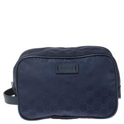 Gucci Blue GG Nylon and Leather Toiletry Pouch