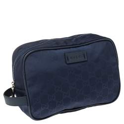 Gucci Blue GG Nylon and Leather Toiletry Pouch