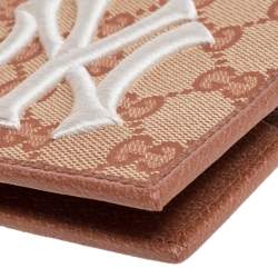 Gucci Beige GG Canvas and Leather NY Yankees Patch Bifold Wallet