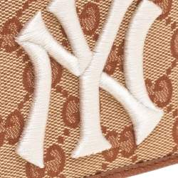 Gucci Beige GG Canvas and Leather NY Yankees Patch Bifold Wallet