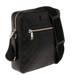 Gucci Black Guccissima Leather Messenger bag