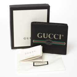 Gucci Black Leather Logo Bifold Wallet 