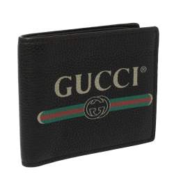Gucci Black Leather Logo Bifold Wallet 