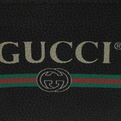 Gucci Black Leather Logo Bifold Wallet 