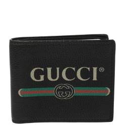 Gucci Black Leather Logo Bifold Wallet 