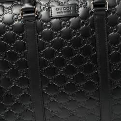 Pre Owned Gucci Black Guccissima Leather Briefcase