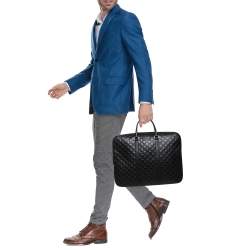 Pre Owned Gucci Black Guccissima Leather Briefcase