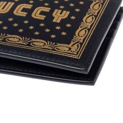 Gucci Black Leather Guccy Logo Bifold Wallet