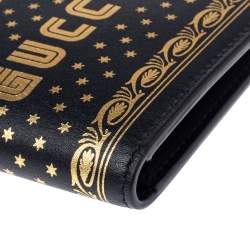 Gucci Black Leather Guccy Logo Bifold Wallet