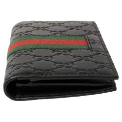 Gucci Black Guccissima Leather Web Long Wallet