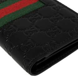 Gucci Black Guccissima Leather Web Long Wallet