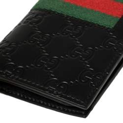 Gucci Black Guccissima Leather Web Long Wallet