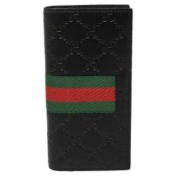 Gucci Black Guccissima Leather Web Long Wallet