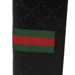 Gucci Black Guccissima Leather Web Long Wallet