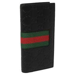Gucci Black Guccissima Leather Web Long Wallet