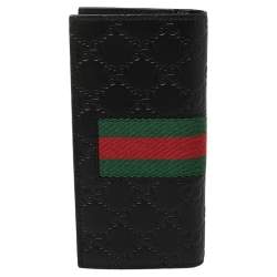 Gucci Black Guccissima Leather Web Long Wallet