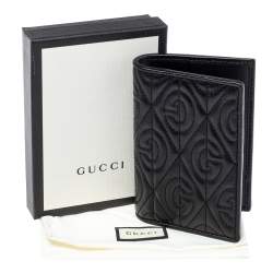 Pre Owned Gucci Black G Rhombus Quilted Leather Bifold Passport Holder