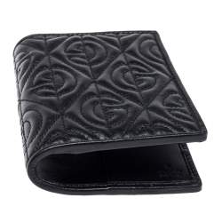 Pre Owned Gucci Black G Rhombus Quilted Leather Bifold Passport Holder