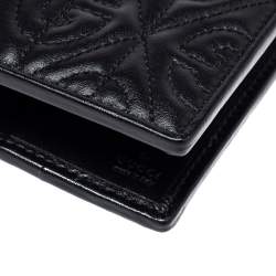Pre Owned Gucci Black G Rhombus Quilted Leather Bifold Passport Holder