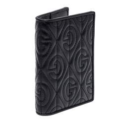 Pre Owned Gucci Black G Rhombus Quilted Leather Bifold Passport Holder