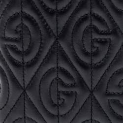 Pre Owned Gucci Black G Rhombus Quilted Leather Bifold Passport Holder