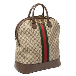 Gucci Brown/Beige GG Supreme Canvas and Leather Ophidia Duffel Bag