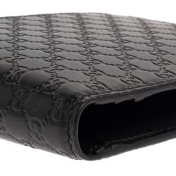 Gucci Black Leather Microguccissima Bifold Wallet