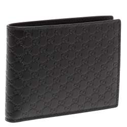 Gucci Black Leather Microguccissima Bifold Wallet