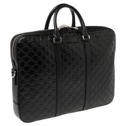 Gucci Black Guccissima Leather Briefcase