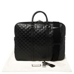 Gucci Black Guccissima Leather Briefcase