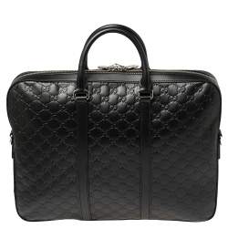 Gucci Black Guccissima Leather Briefcase