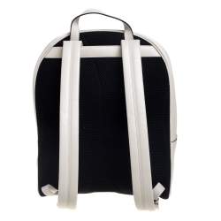 Gucci Off White Leather Logo Print Backpack