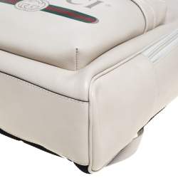 Gucci Off White Leather Logo Print Backpack