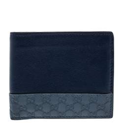 Gucci Blue Micro Guccissima Leather Bi-Fold Wallet
