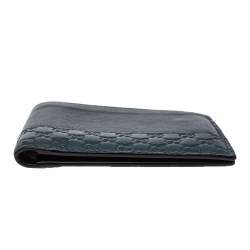 Gucci Blue Micro Guccissima Leather Bi-Fold Wallet