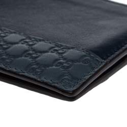 Gucci Blue Micro Guccissima Leather Bi-Fold Wallet