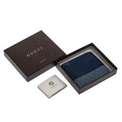 Gucci Blue Micro Guccissima Leather Bi-Fold Wallet