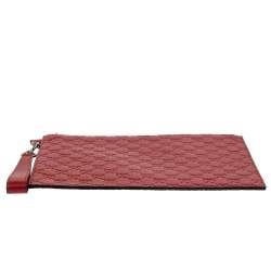 Gucci Red Guccissima Leather Wristlet Pouch