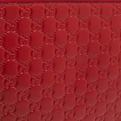 Gucci Red Guccissima Leather Wristlet Pouch