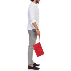 Gucci Red Guccissima Leather Wristlet Pouch