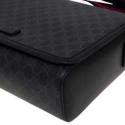 Gucci Black GG Supreme Canvas and Leather Military Messenger Bag