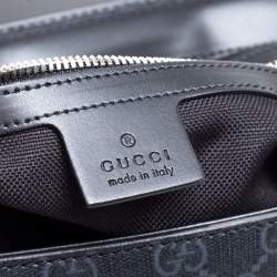 Gucci Black GG Supreme Canvas and Leather Military Messenger Bag
