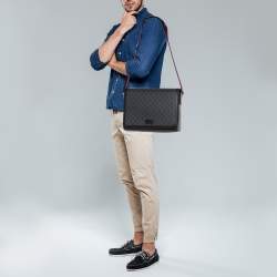 Gucci Black GG Supreme Canvas and Leather Military Messenger Bag