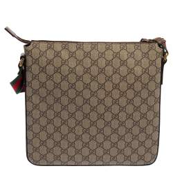 Gucci Beige GG Supreme Canvas and Leather Courrier Messenger Bag