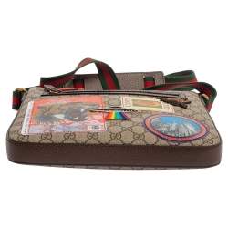 Gucci Beige GG Supreme Canvas and Leather Courrier Messenger Bag